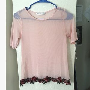 Mesh pink shirt with roses 🥀